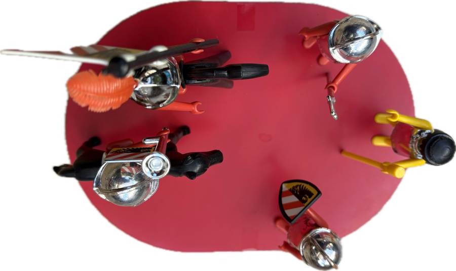 Vintage Playmobil city guard lot , chrome knights with horses