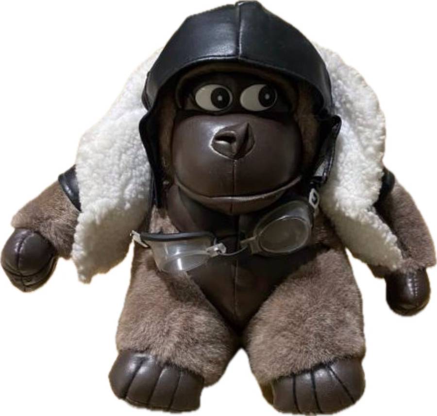 VINTAGE rare TB TRADING CO. PLUSH BROWN APE GORILLA character aviation aviator doll