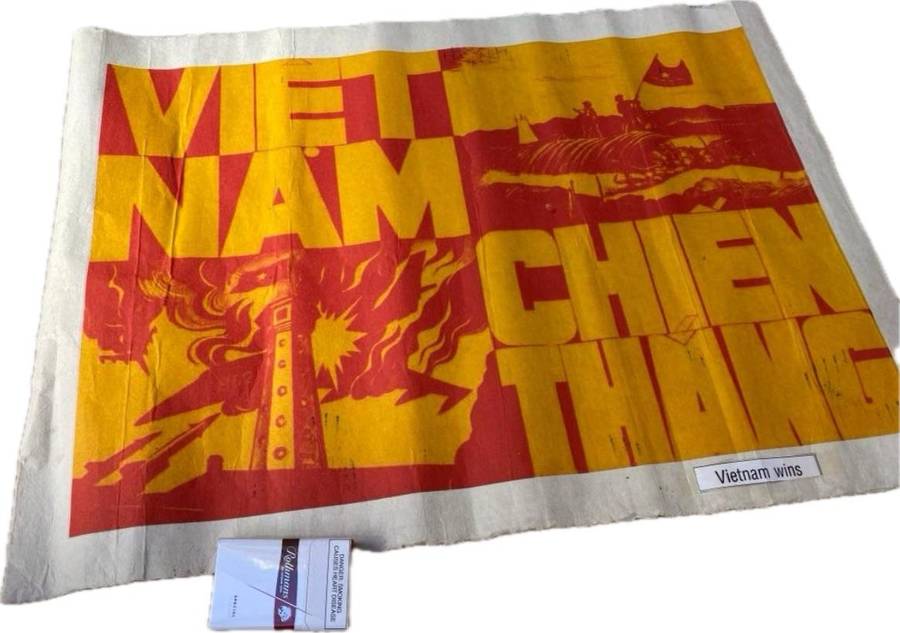 Vintage Vietnam wins war propaganda poster Chien Thang