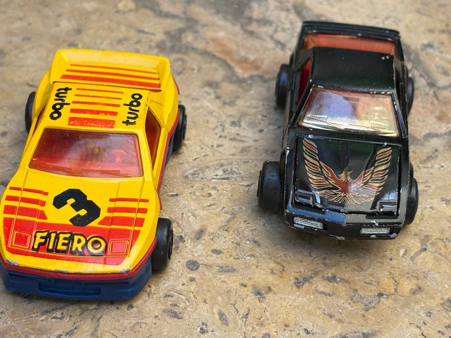 Vintage Majorette Pontiac fiero no 206 , Pontiac  fire bird no 248 diecast car pair