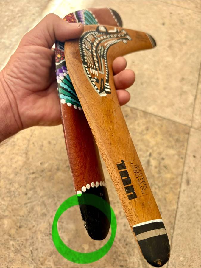 Vintage hunting wood boomerang pair Australia