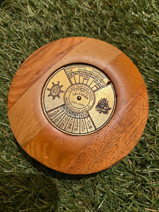Vintage 50 year perpetual desk calendar 2001-2050 paper weight