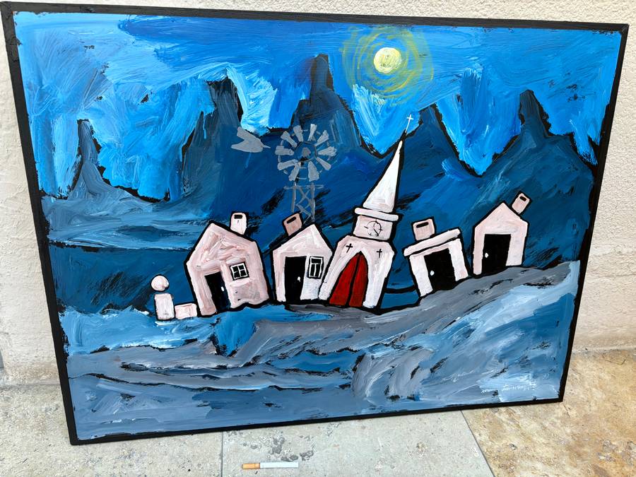 Johan De Vries art on board ,  naive contemporary 2001 (1945-2002)