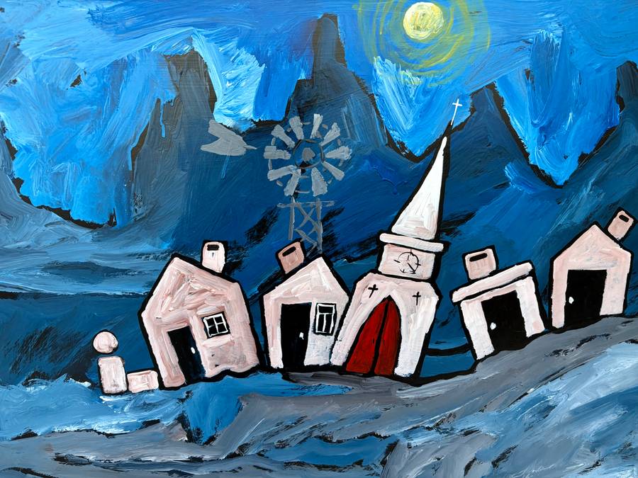 Johan De Vries art on board ,  naive contemporary 2001 (1945-2002)