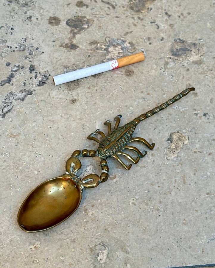 Vintage scorpion brass spoon