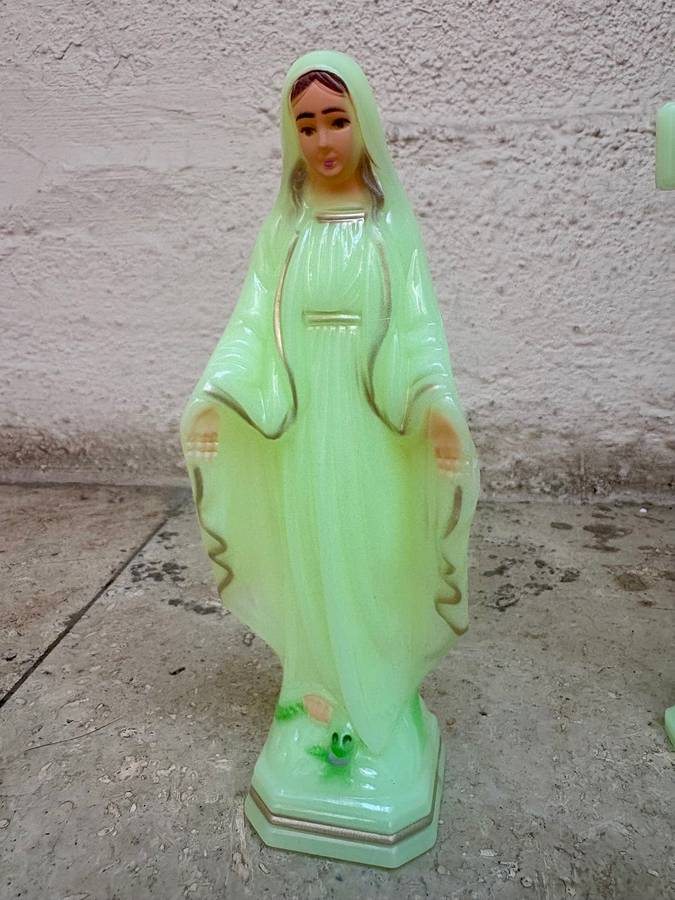 Luminous crucifix +  mother Virgin Mary figure pair