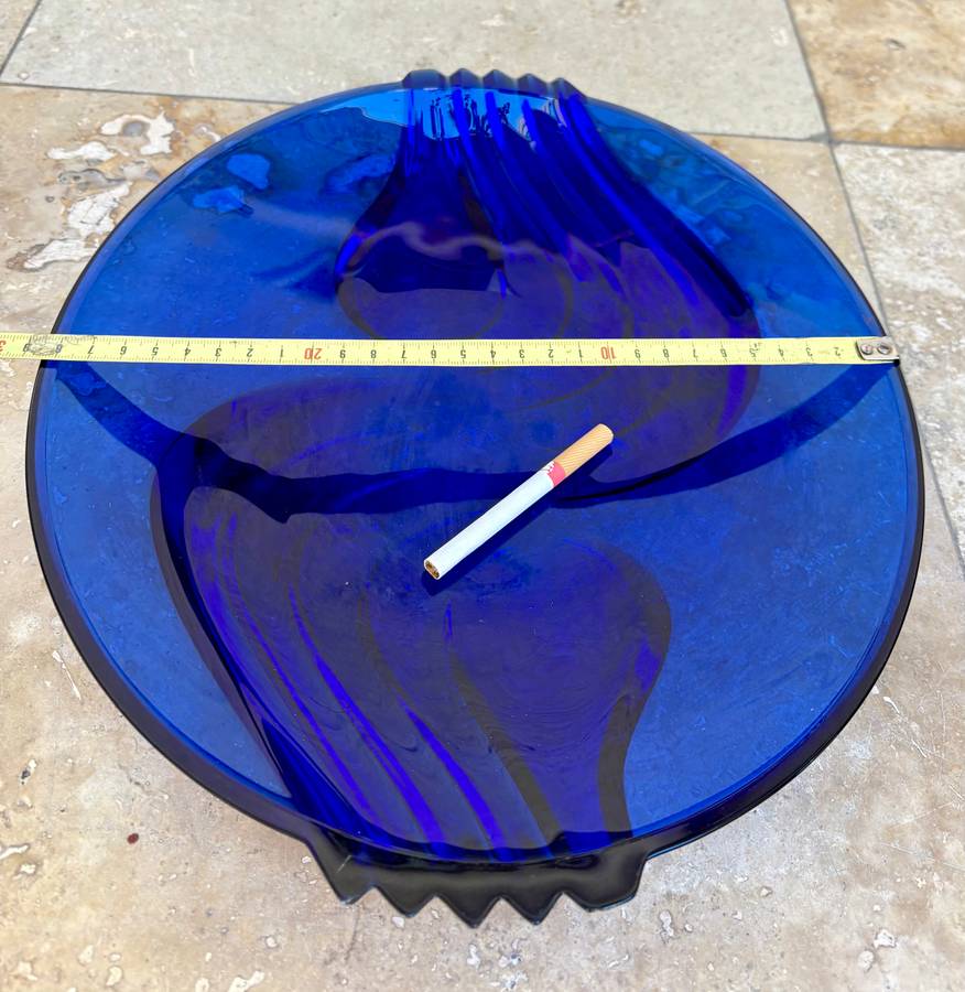 Vintage Luminarc fruit bowl cobalt blue glass , Murano sweet ,  glass blown banana