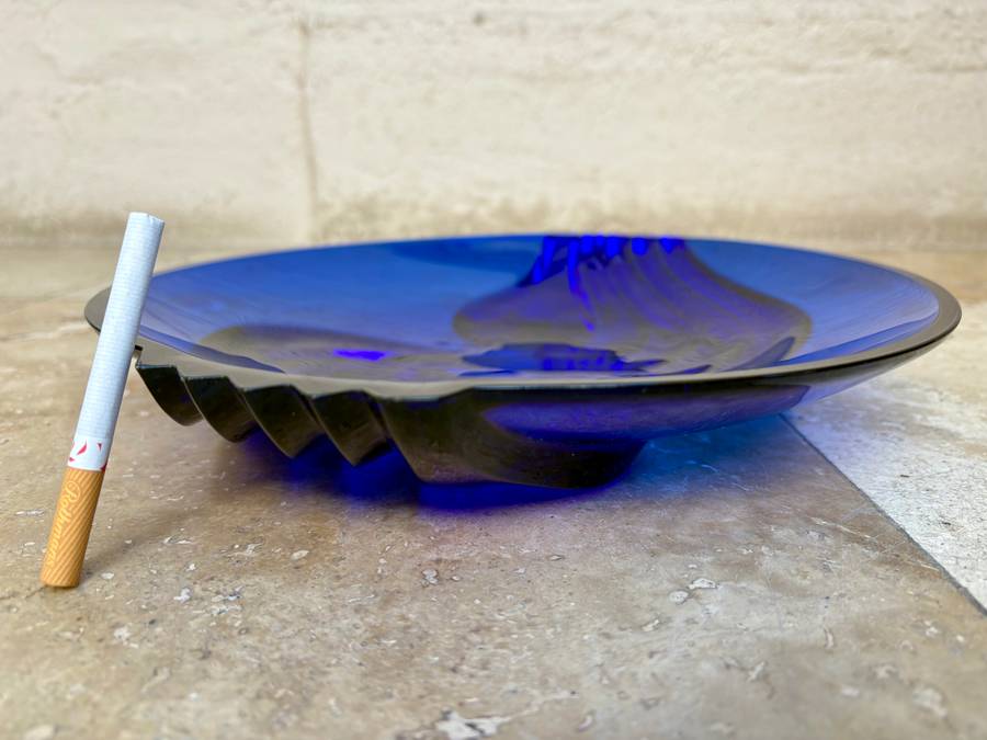 Vintage Luminarc fruit bowl cobalt blue glass , Murano sweet ,  glass blown banana