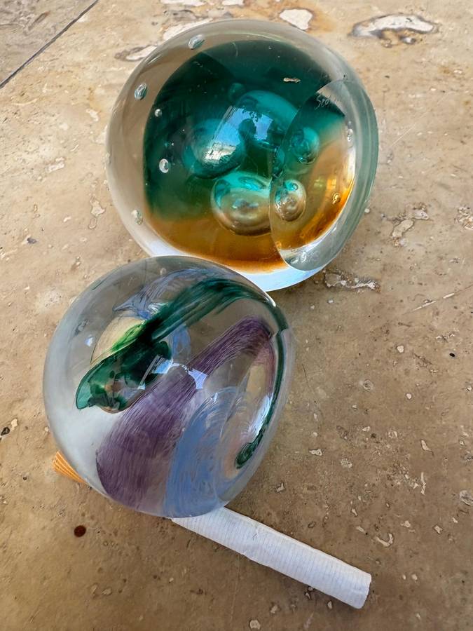 vintage Murano glass  paper weight  pair small and medium