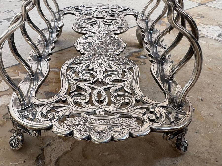 Antique silver plate footed toast rack ornate numbered and hallmarked