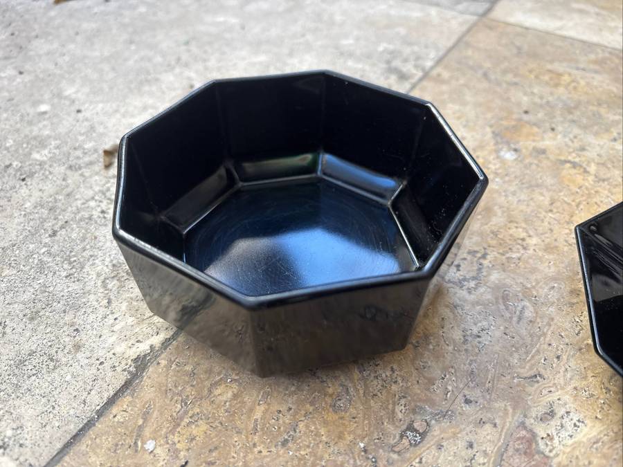 Black arcoroc Octime octagonal  bowl coffee mug and saucer set