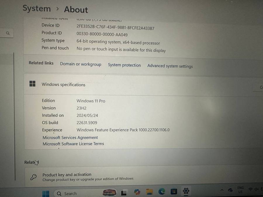 Dell Vostro , Core i5 11th Gen,  8 GB RAM , 512 SSD, Windows 11 Pro