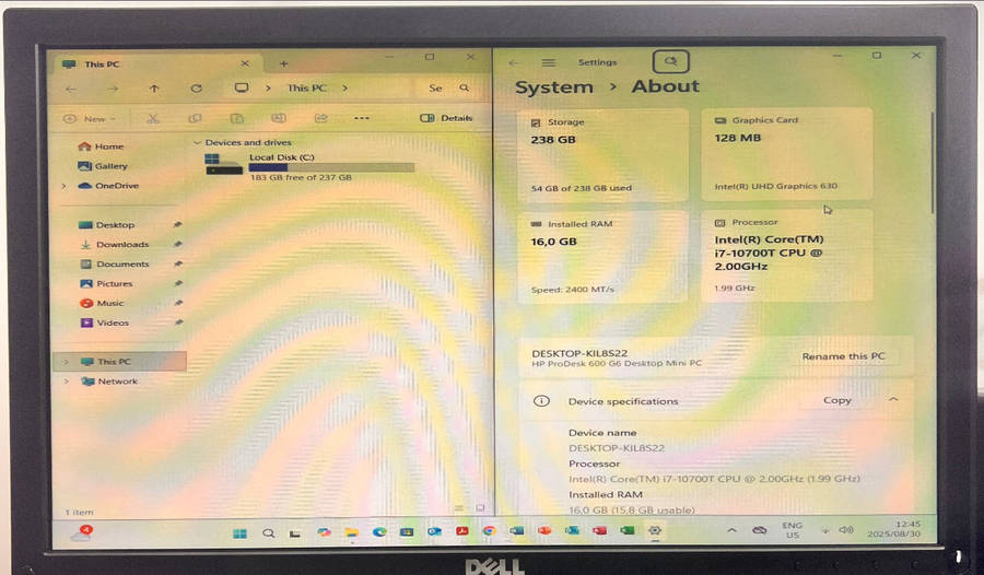 HP Elite small form factor Desktop PC - Intel Core vPro i7 Processor 10700T - 16 GB RAM