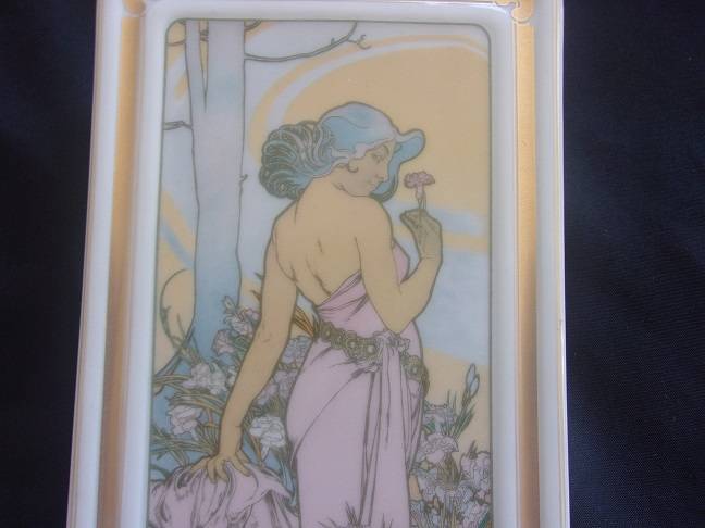 3 Vintage Hutschenreuther Selb art nouveau wall plaques by Alfons Mucha - The Flowers