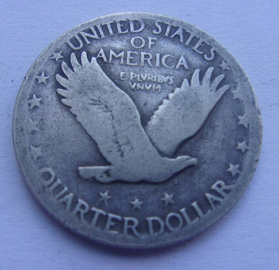 USA silver Liberty quarter dollar coin - date worn
