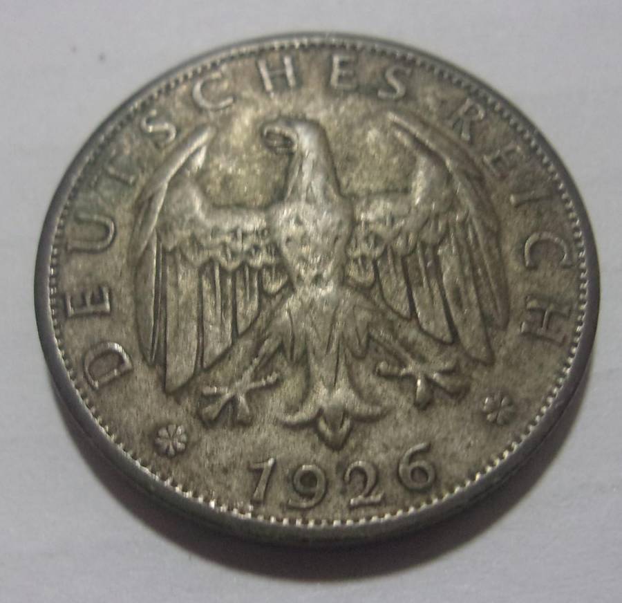 1926 silver German 2 Reichsmark coin