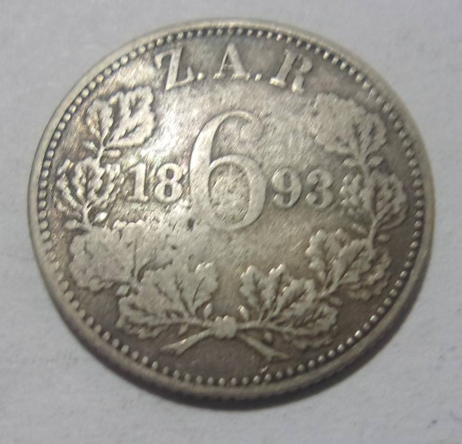 1893 ZAR 6 Pence coin