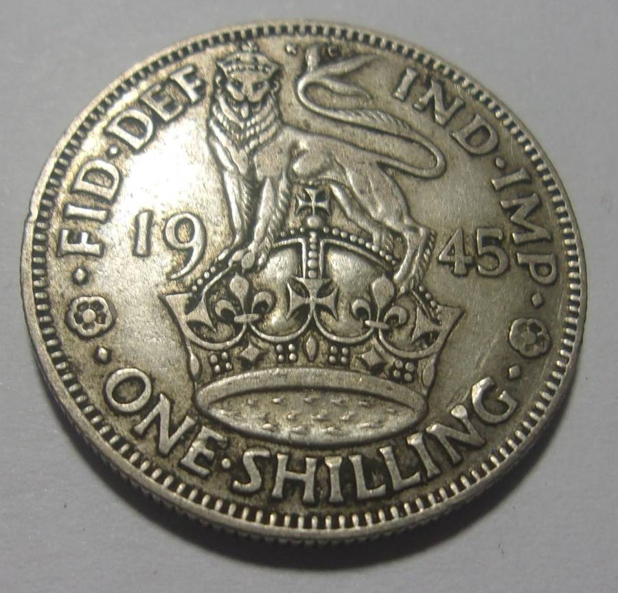 1945 silver British One Shilling coin
