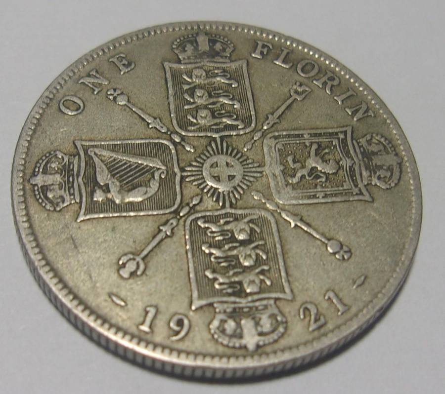 1921 silver British Florin coin - nice coin