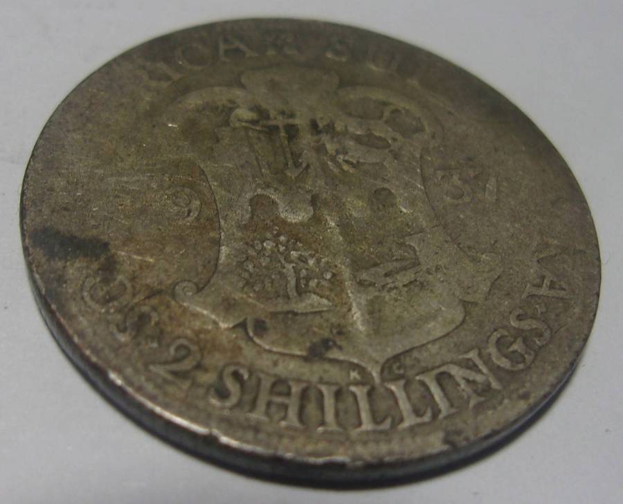 1937 silver South Africa 2 Shillings coin