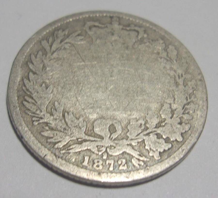 1872 silver British One Shilling coin