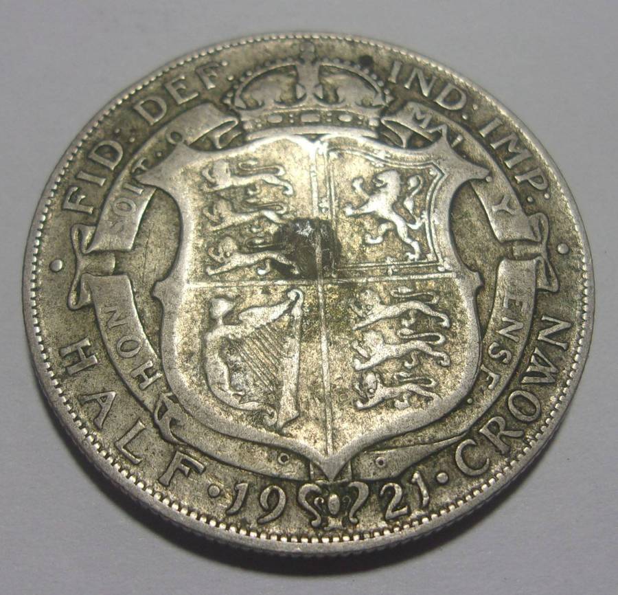 1921 British silver Half Crown coin