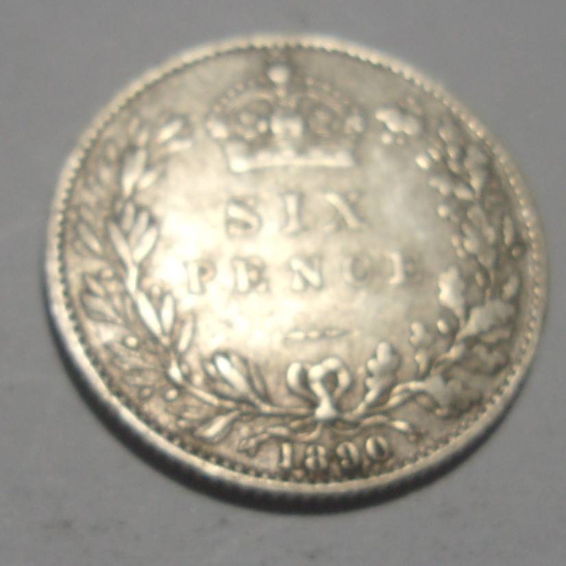 1890 silver British 6 Pence coin - nice coin