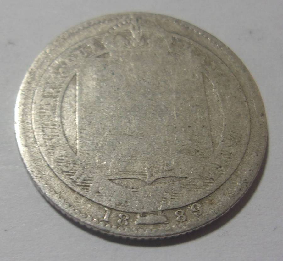 1889 silver British One Shilling coin