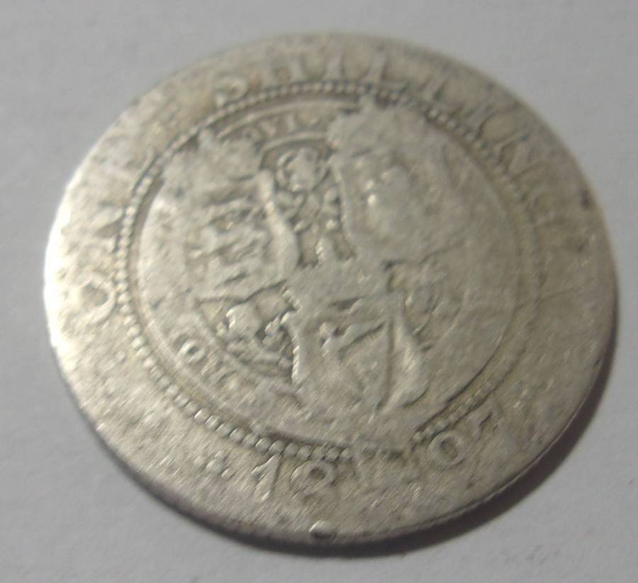 1897 silver British One Shilling coin