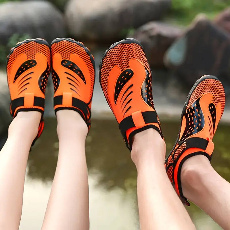 Velcro Orange Lightweight barefoot feel Aqua Shoes Size 6