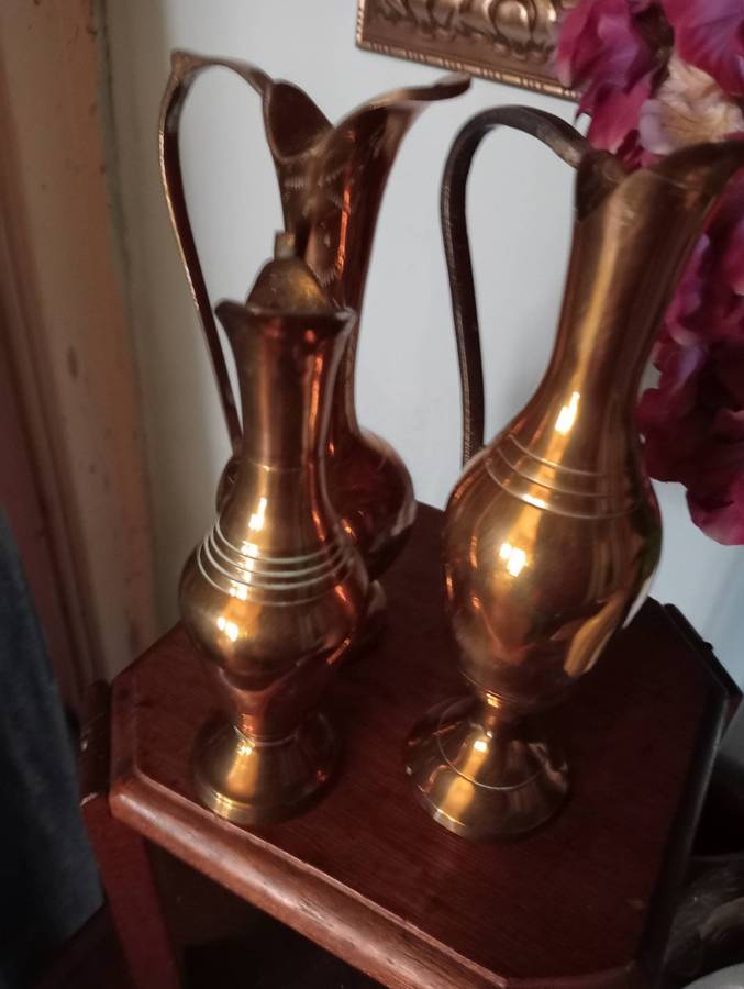 2  COPPER BRASS PITCHERS