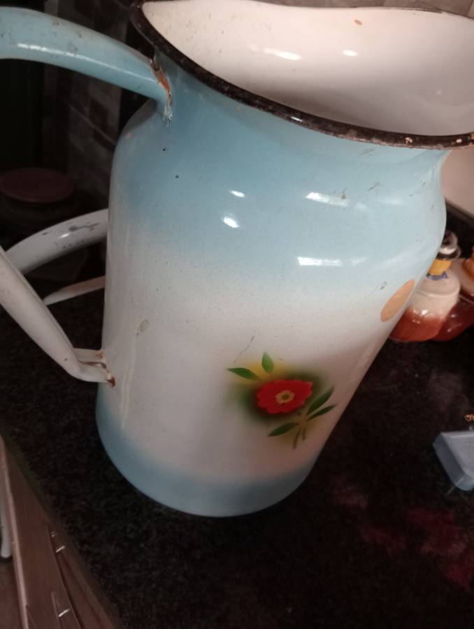 ANTIQUE ENAMEL PITCHER