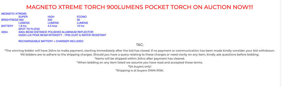 Magneto Xtreme Torch 900 Lumens Pocket Torch