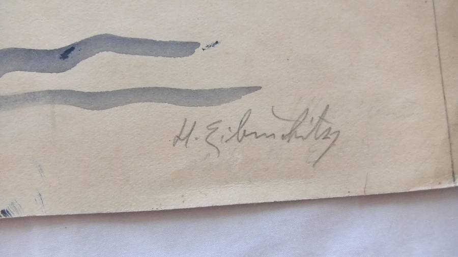 An original watercolour painting by international artist Hedwig Brecher Eibuschitz " horse study "
