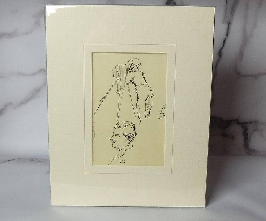 An original ink sketch by international artist Hedwig Brecher Eibuschitz " figure study "
