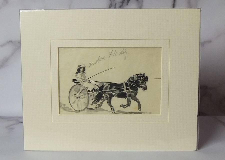 An original watercolour painting by international artist Hedwig Brecher Eibuschitz "carriage study "