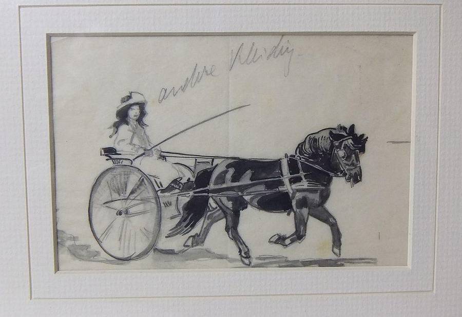 An original watercolour painting by international artist Hedwig Brecher Eibuschitz "carriage study "