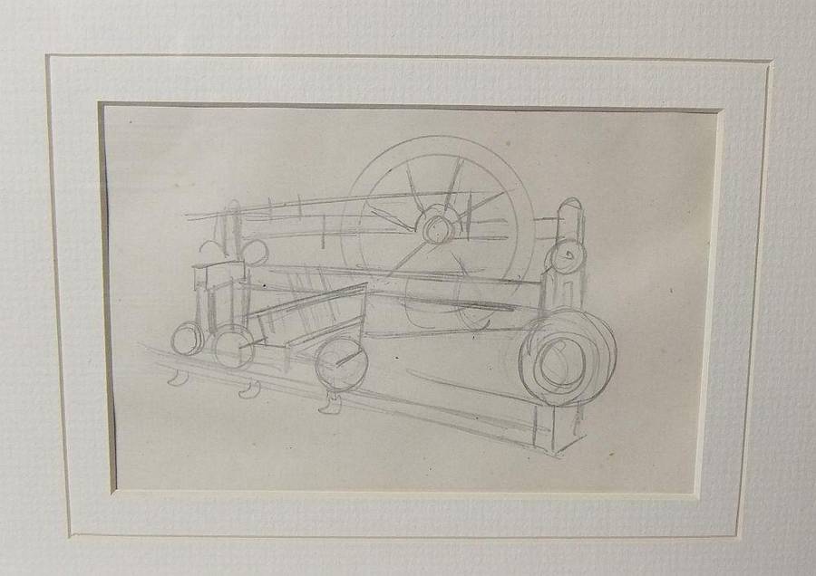 An original pencil sketch by international artist Hedwig Brecher Eibuschitz " mechanical study "