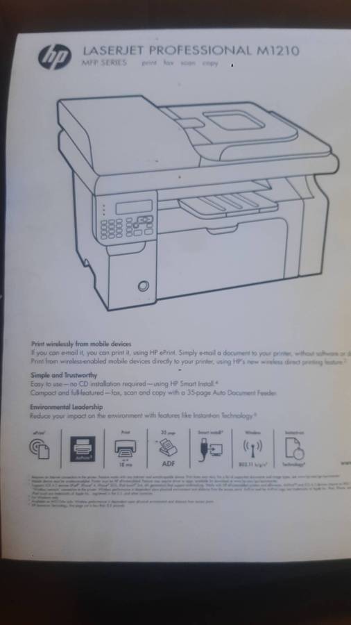 HP LaserJet Pro M1217nfw Wireless Monochrome All-in-One Laser Printer