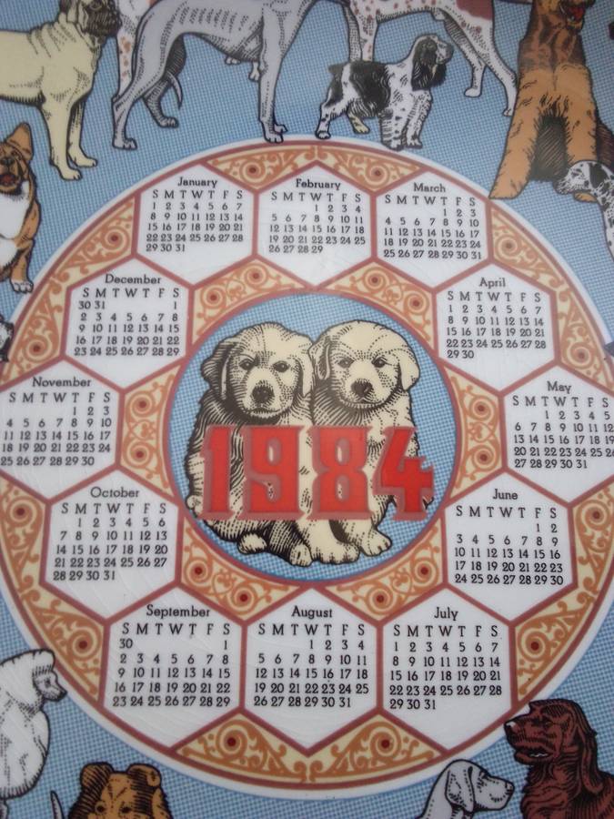 1984 Wedgwood Calendar Plate Fourteenth Series 'Dogs'