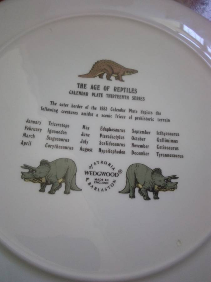 1983 Wedgwood Calendar Plate Thirteenth Series 'The Age of Reptiles'