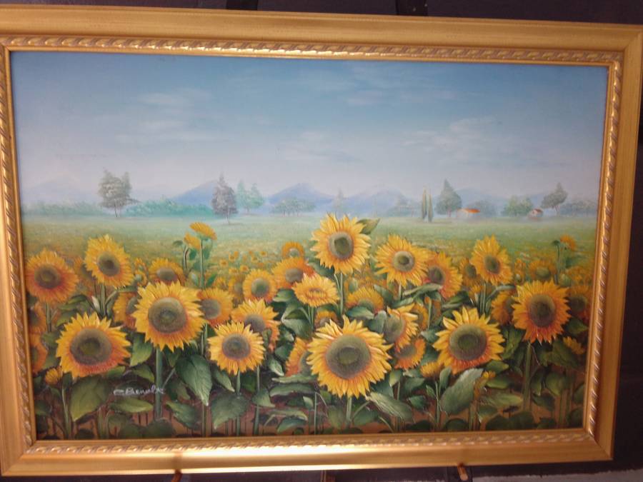 Famous 20th C- American Artist Charles Redmond Benolt 'Sunflowers' Signed