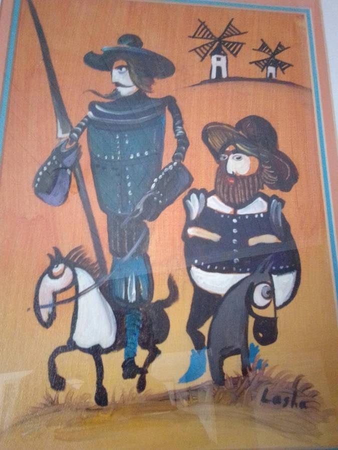 Stunning Oil on Canvas Stretched over Board "Don Quixote" Signed