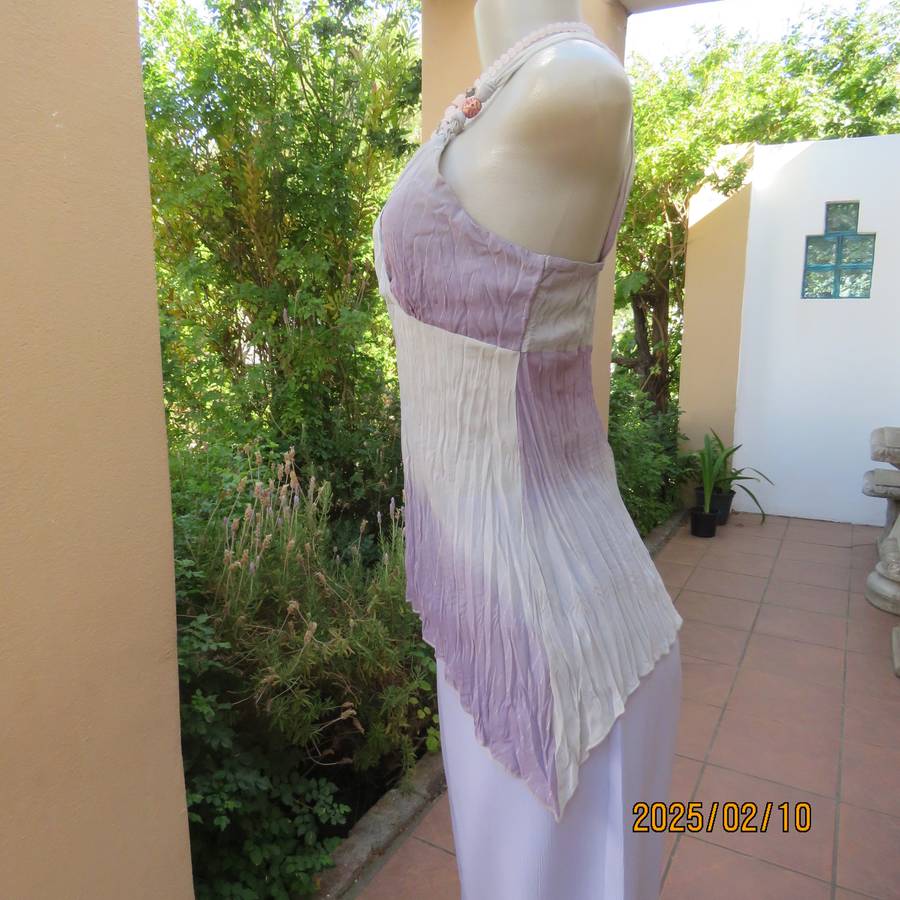 INWEAR sexy cool sheer polyester top in soft shades of lilac. Permanent pleats. Size 60. As new.