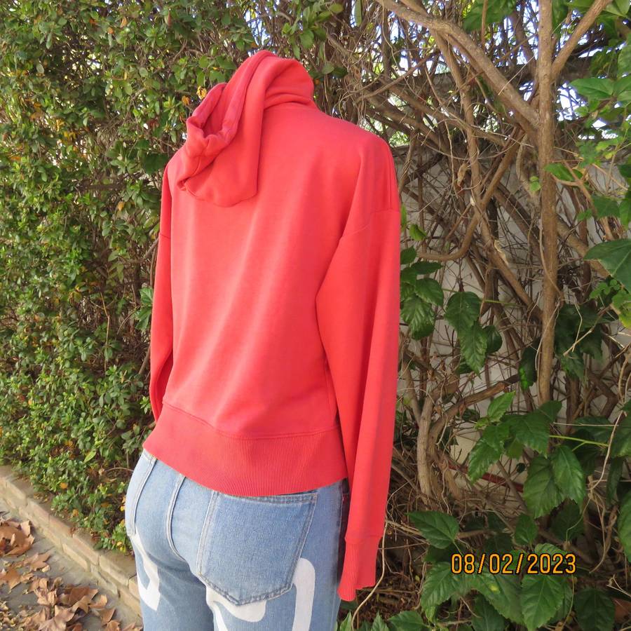 NEW LOOK crimson red hooded top with drawstring. Size 36. Warm inner.