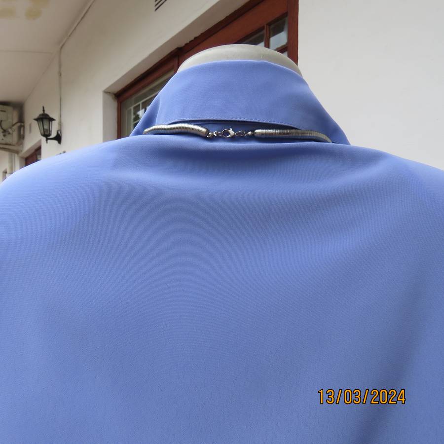 Steel blue richly embroidered long sleeve blouse by CG Collection New York. Size 42