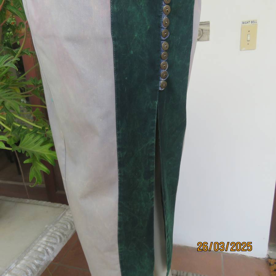 YEBO sleek marble colour washed denim cotton ankle length button down skirt size 34.