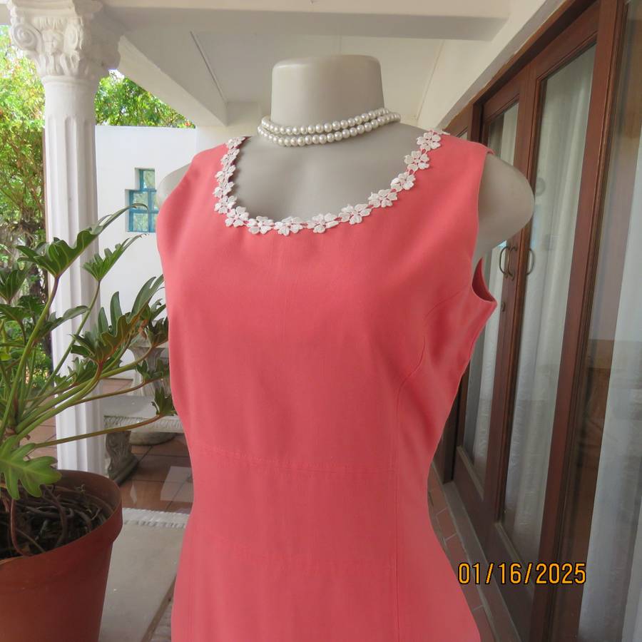 MILADY'S elegant pink crimson colour princess style dress, Zip at back. Decorated neckline.Size 36.