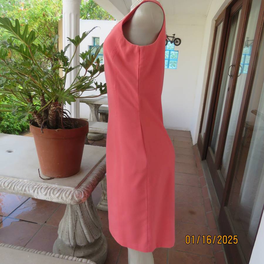 MILADY'S elegant pink crimson colour princess style dress, Zip at back. Decorated neckline.Size 36.