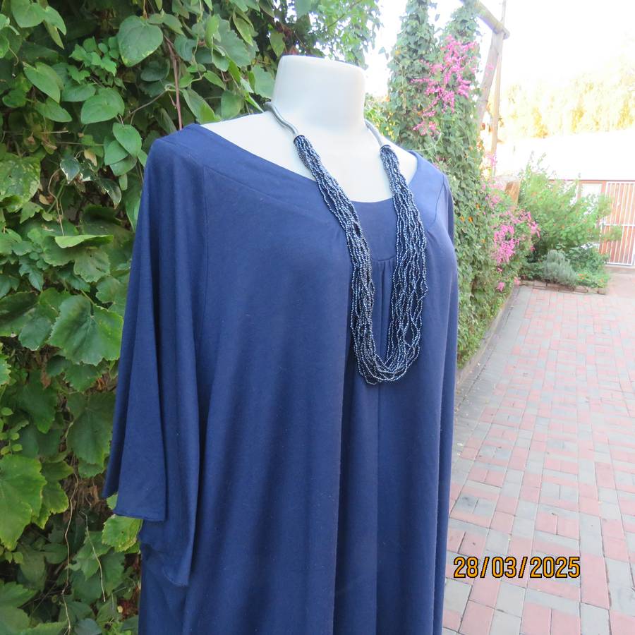 EAGLE navy slip over stretch polyester top with gathered front. Up to size 56